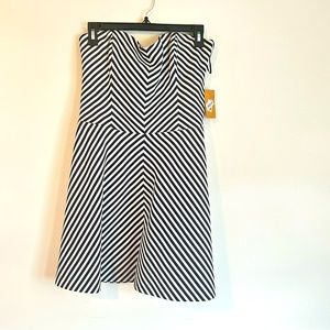 Rachel Rachel Roy NWT black & white strapless fit & flare mini Dress size 8